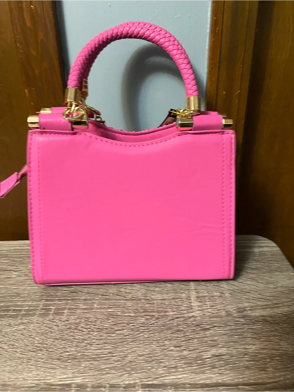 Bebe Pink Braided Top-Handle Tote and Shoulder Bag NWT